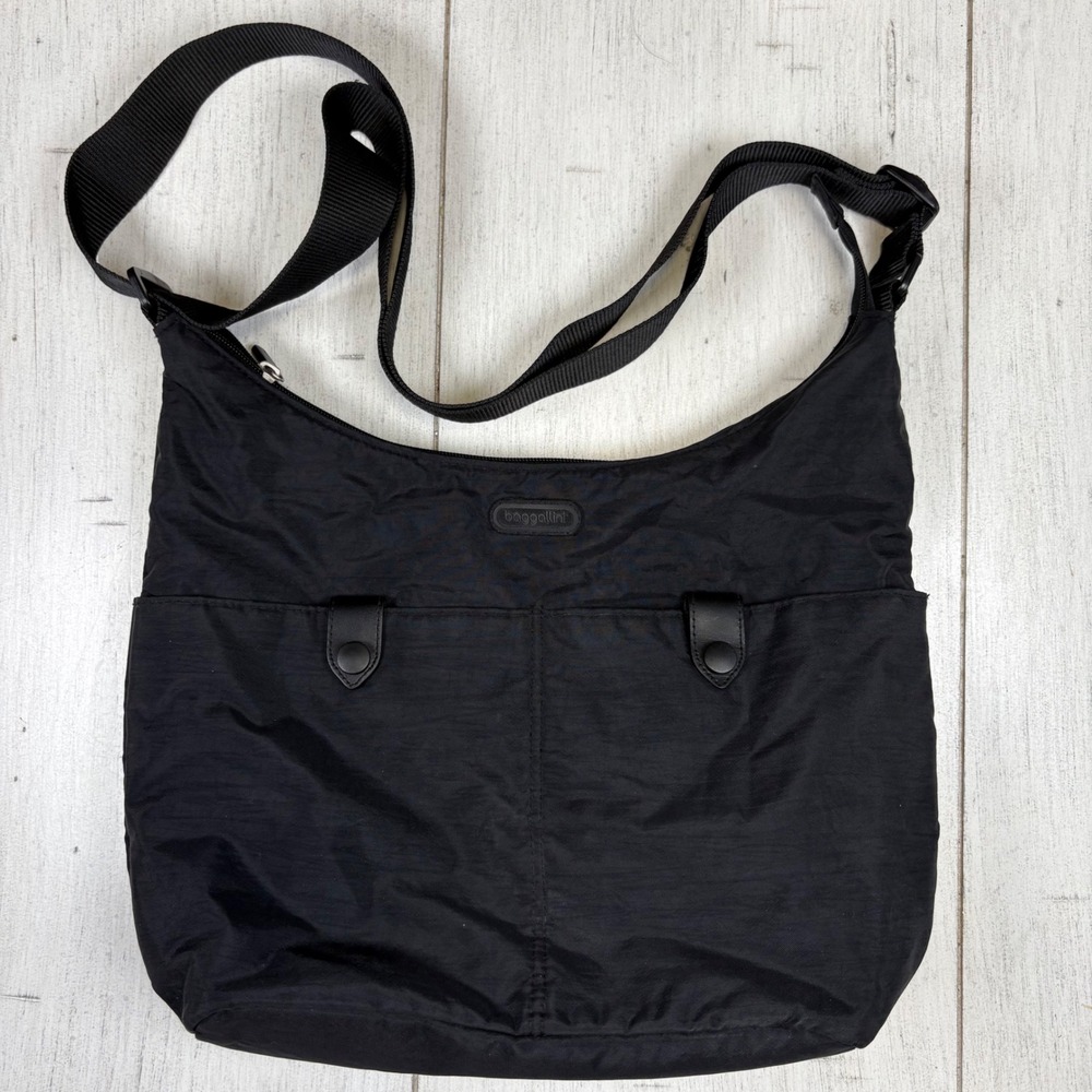 Baggallini Crossbody Bag Black Large Excellent Nylon Adjustable Strap Travel